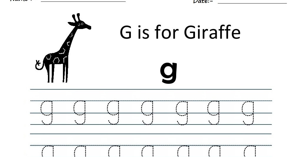 Kindergarten Worksheets: Alphabet Tracing Worksheets - g