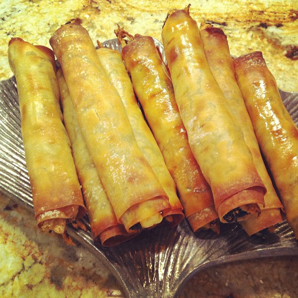 Nikki in the Kitchen Greek Chicken and Spinach Spring Rolls