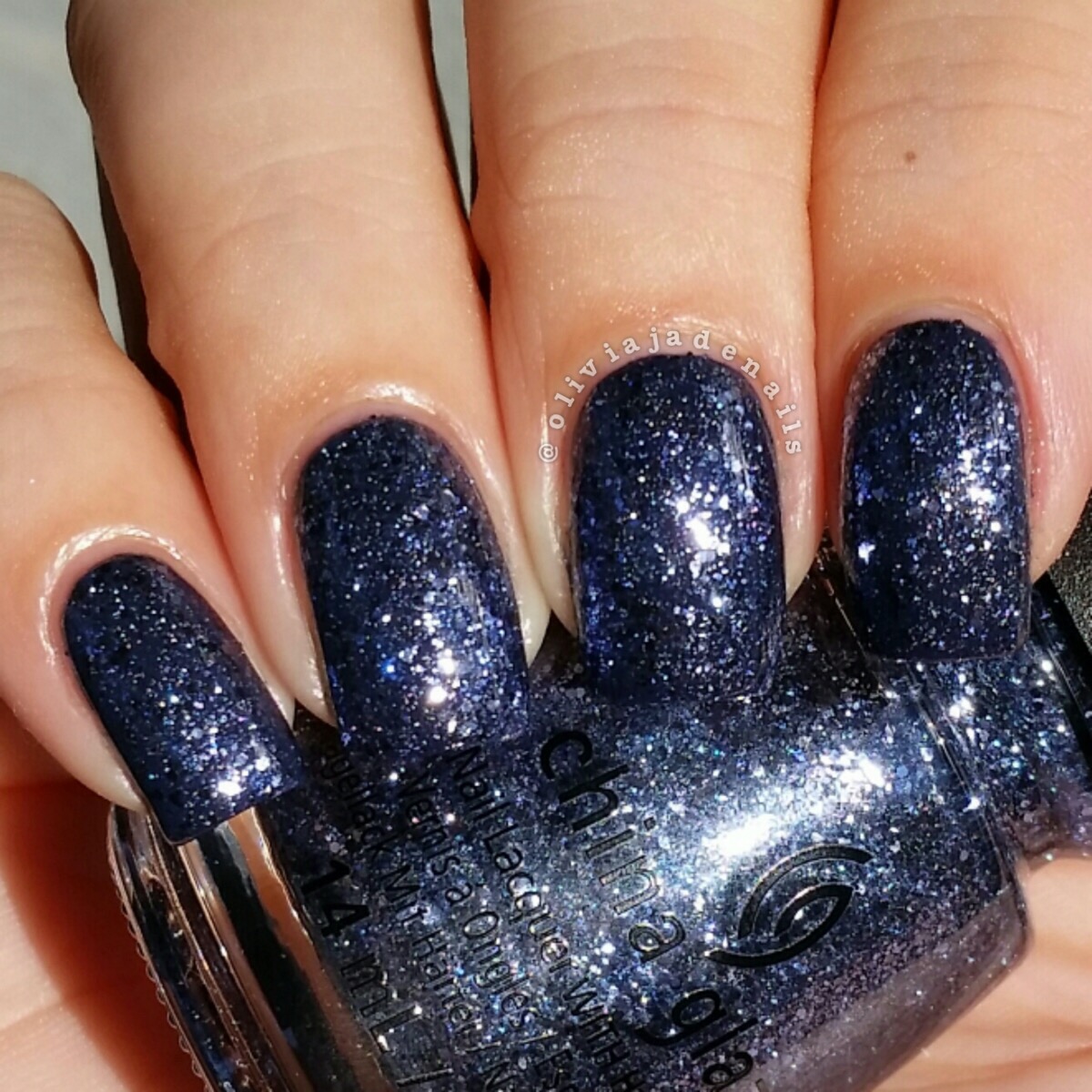 China Glaze Let's Dew It (over CG Sleeping Under The Stars) swatched by Olivia Jade Nails