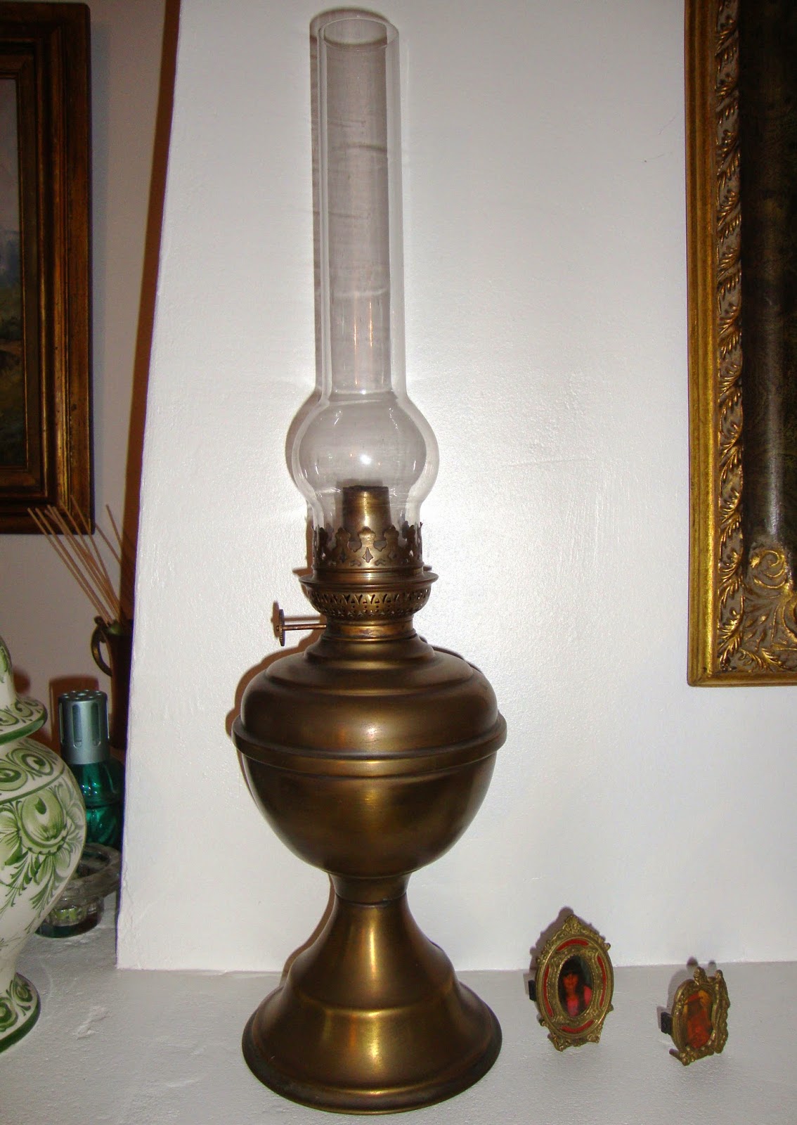 ANCIENNE LAMPE A PETROLE, LAMPE A HUILE CUIVRE eBay