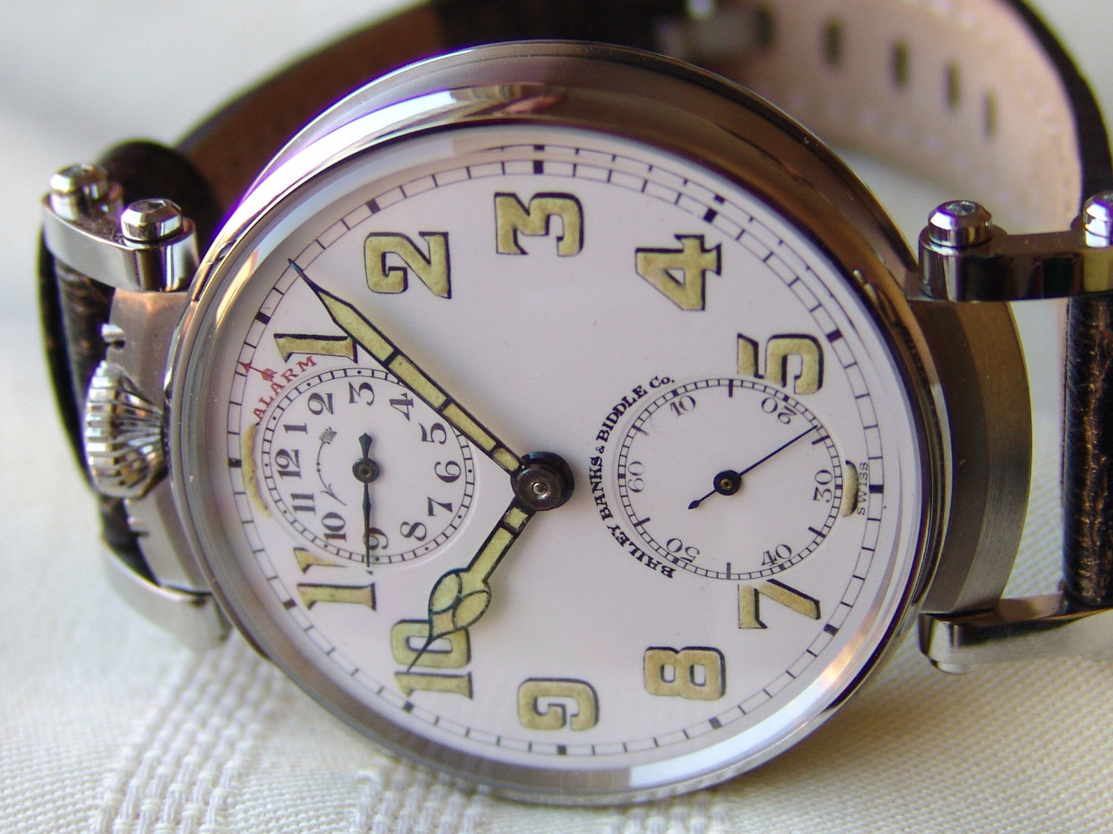 Antique Watches Men's 45mm mechanical Alarm ZENITH circa 1910 patented