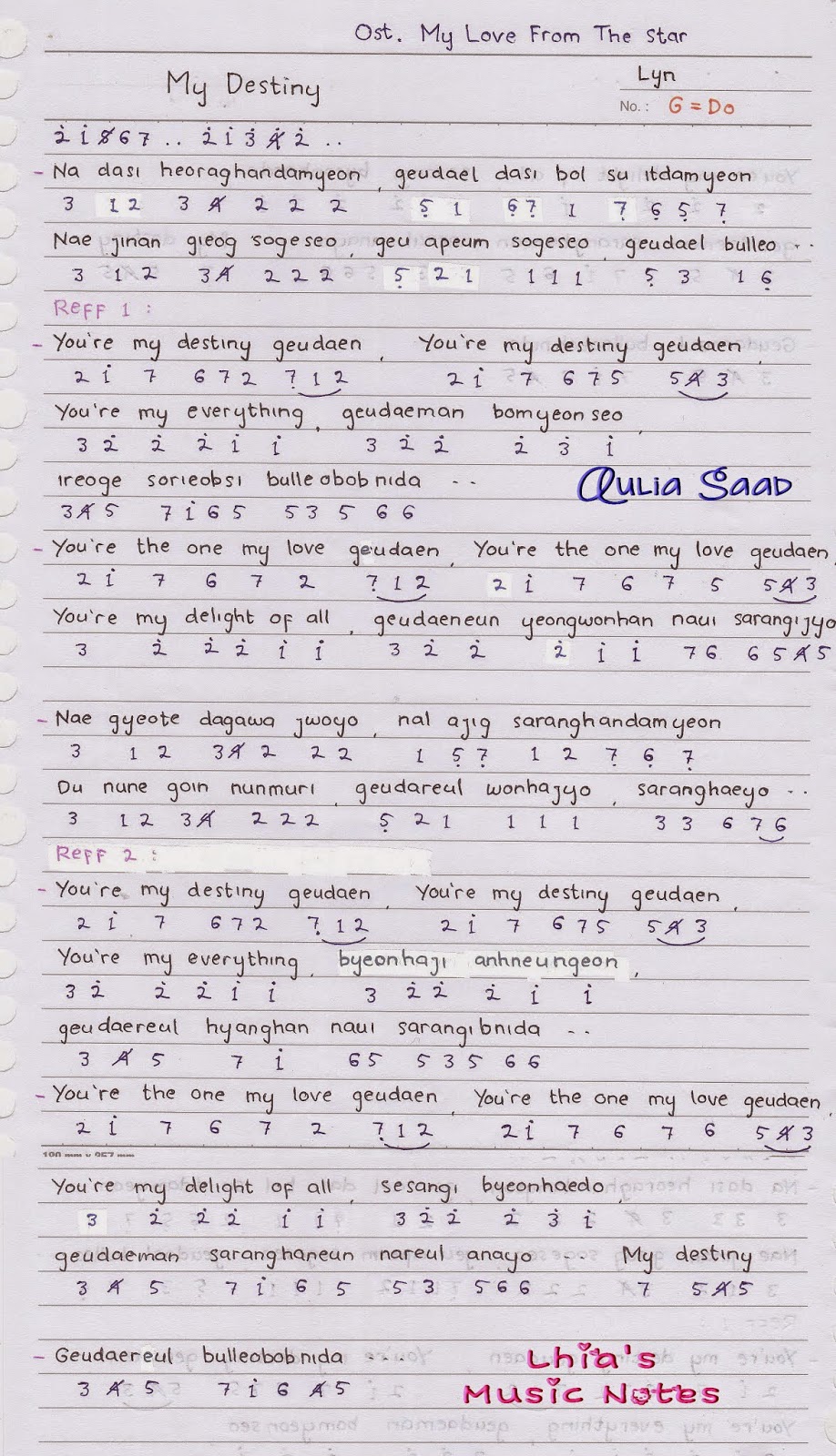 Not Angka Lagu My Love – Kami