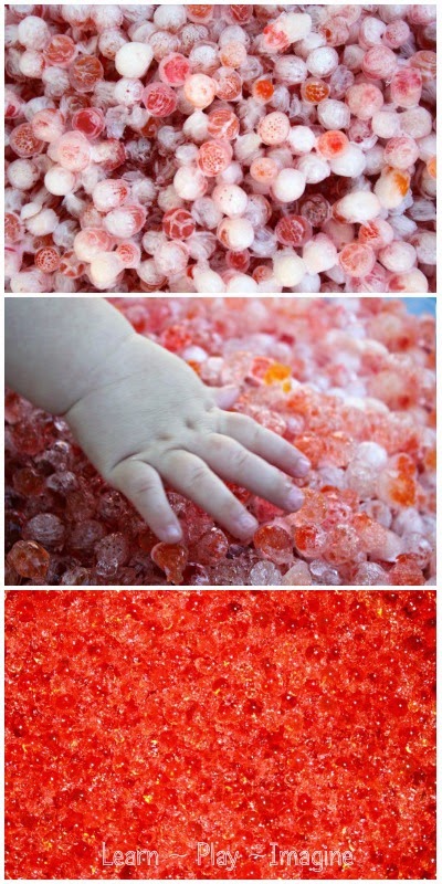 Frozen water beads - a summer fun sensory activity to stay cool