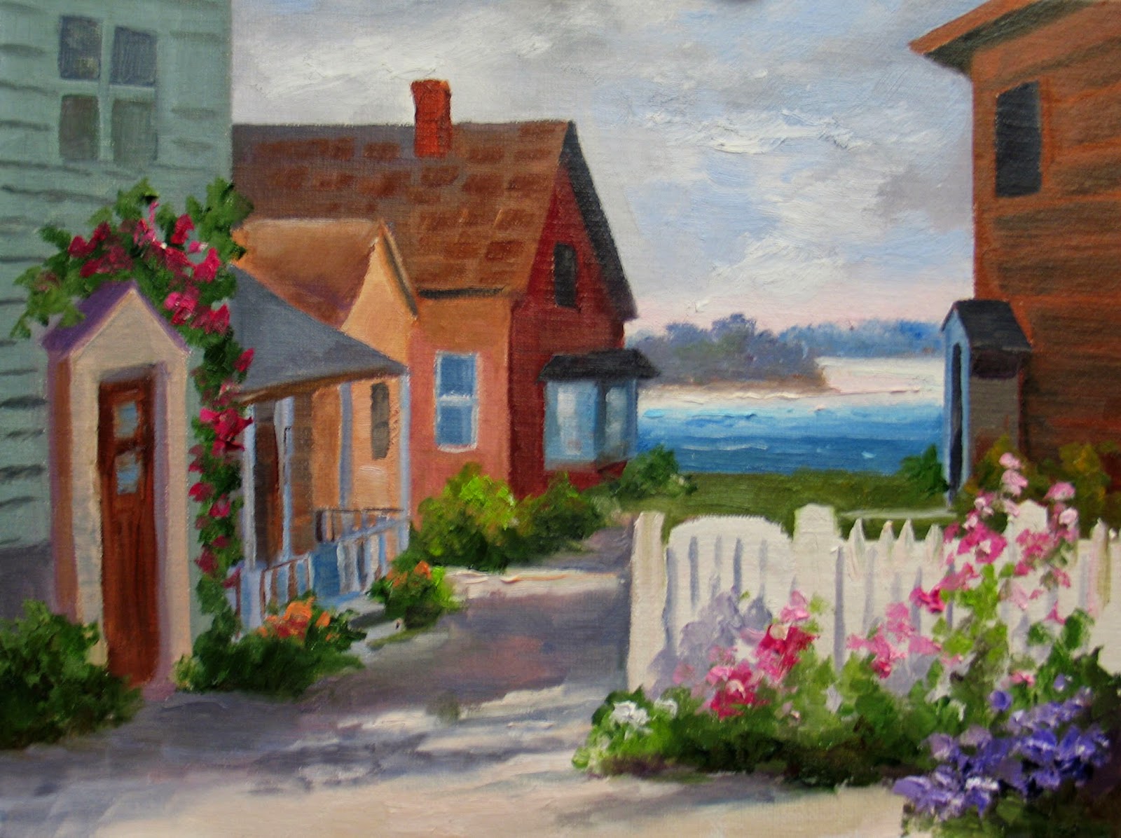 Nel's Everyday Painting Seaside Cottages (Two Versions) SOLD