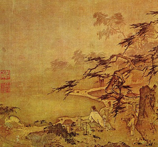 Grabado antiguo de la literatura china