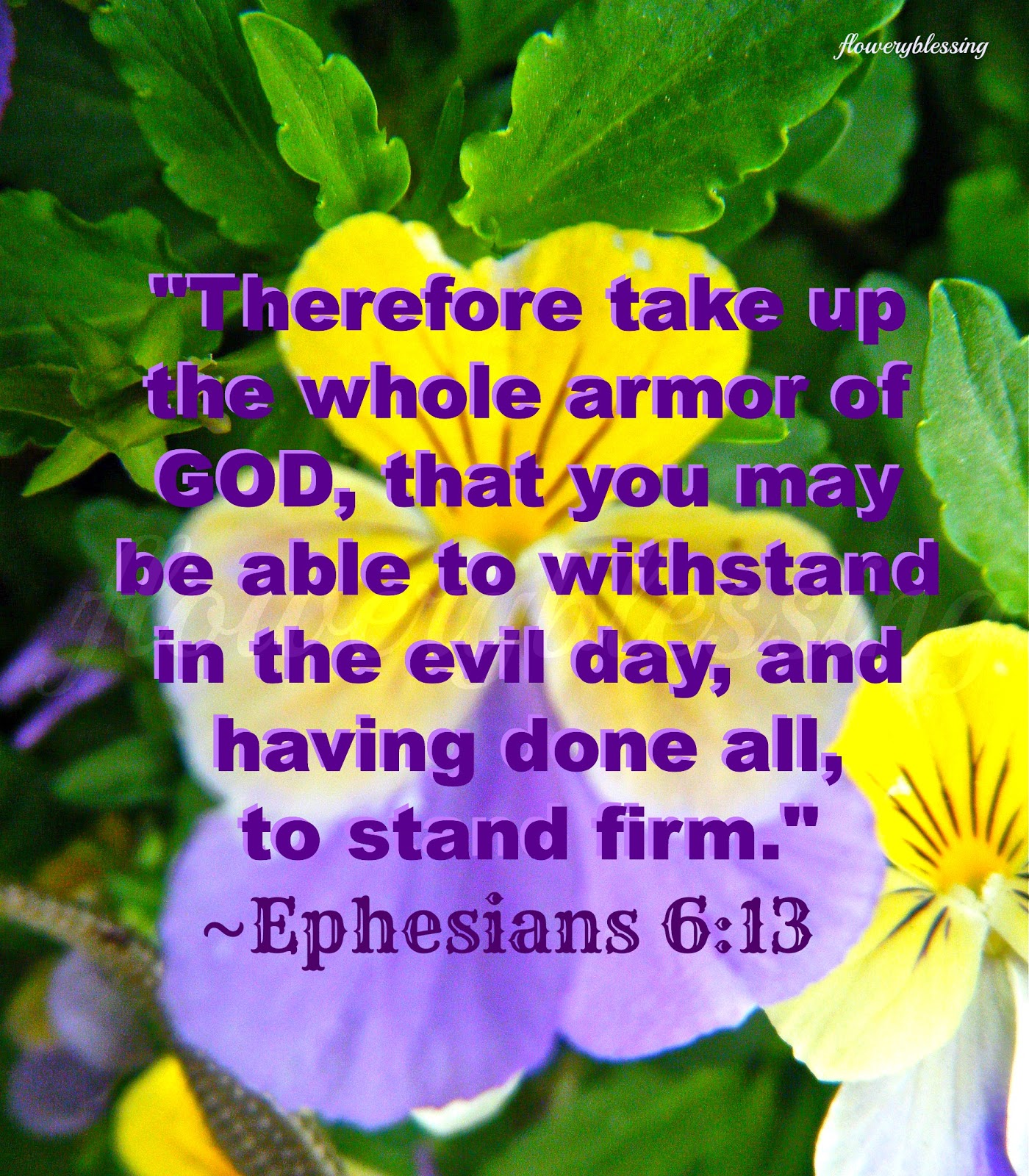 Flowery Blessing "Therefore take up the whole armor of GOD, that you