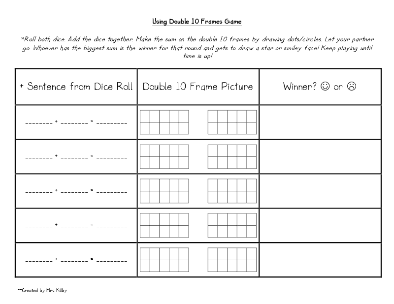 Confessions of a Primary Teacher Using Double 10 Frames Game