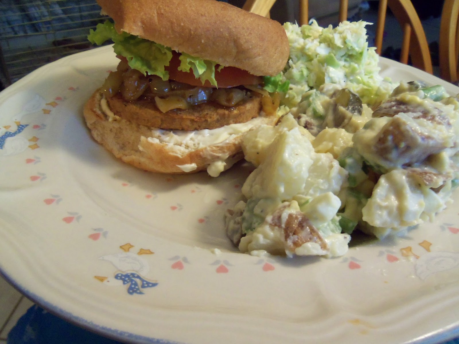 On the path to zen... Burgers, Potato Salad and Cole Slaw