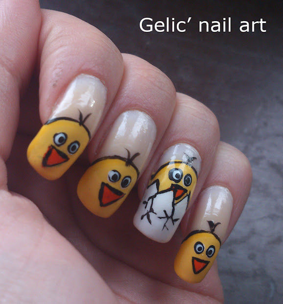 gelic' nail art easter chicken