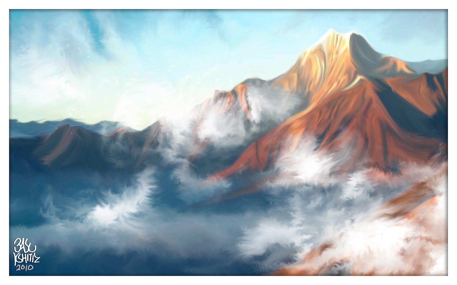 MY WORLD OF CREATION mountain. a realistic digital painting