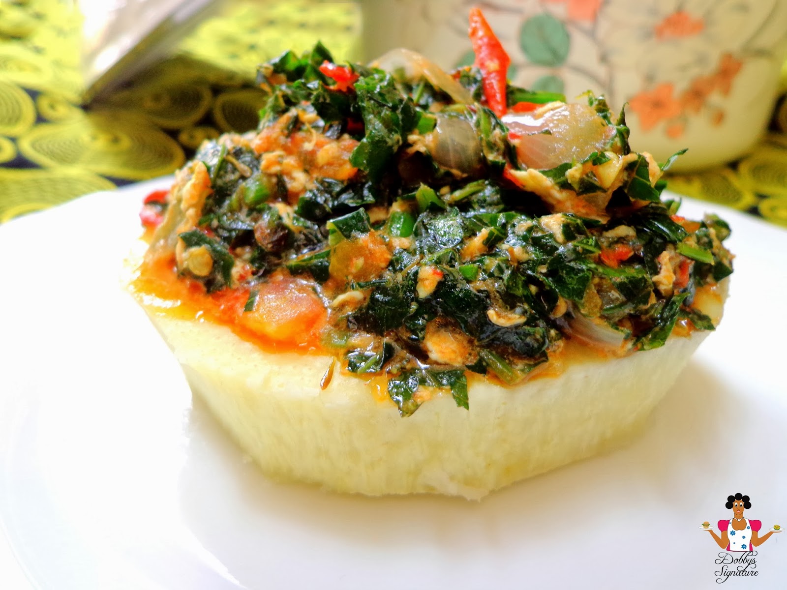 Vegetable egg stew with Fluted pumpkin “Ugu” leaves Dobby's Signature