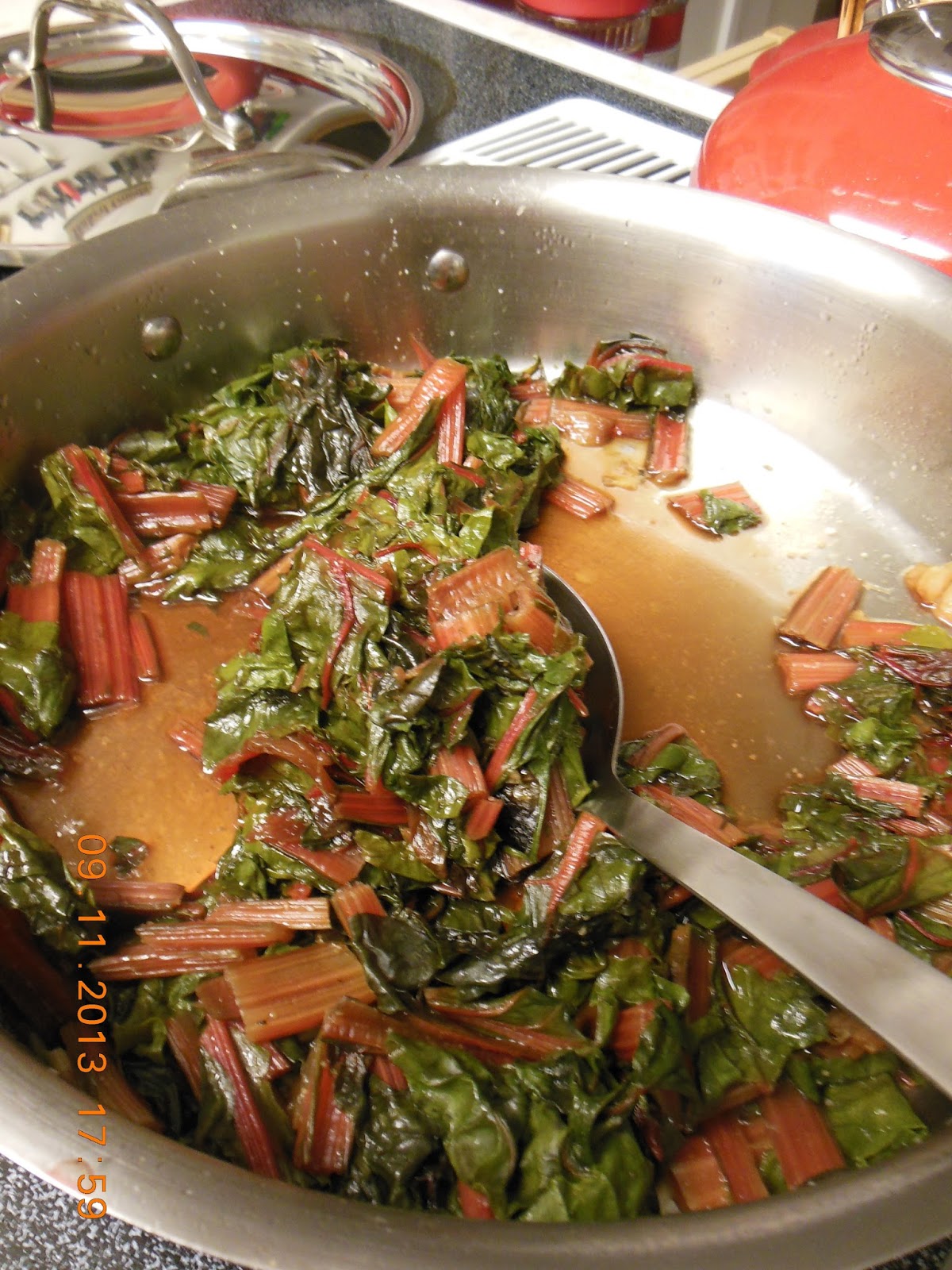 Braised Swiss Chard with Onions, Balsamic Vinegar and Parmesan Our
