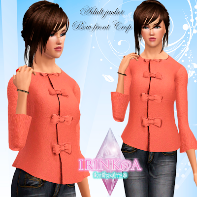 одежда - The Sims 3:Одежда зимняя, осеняя, теплая. Adult+jacket+Bow+front+Crop+by+Irink@a