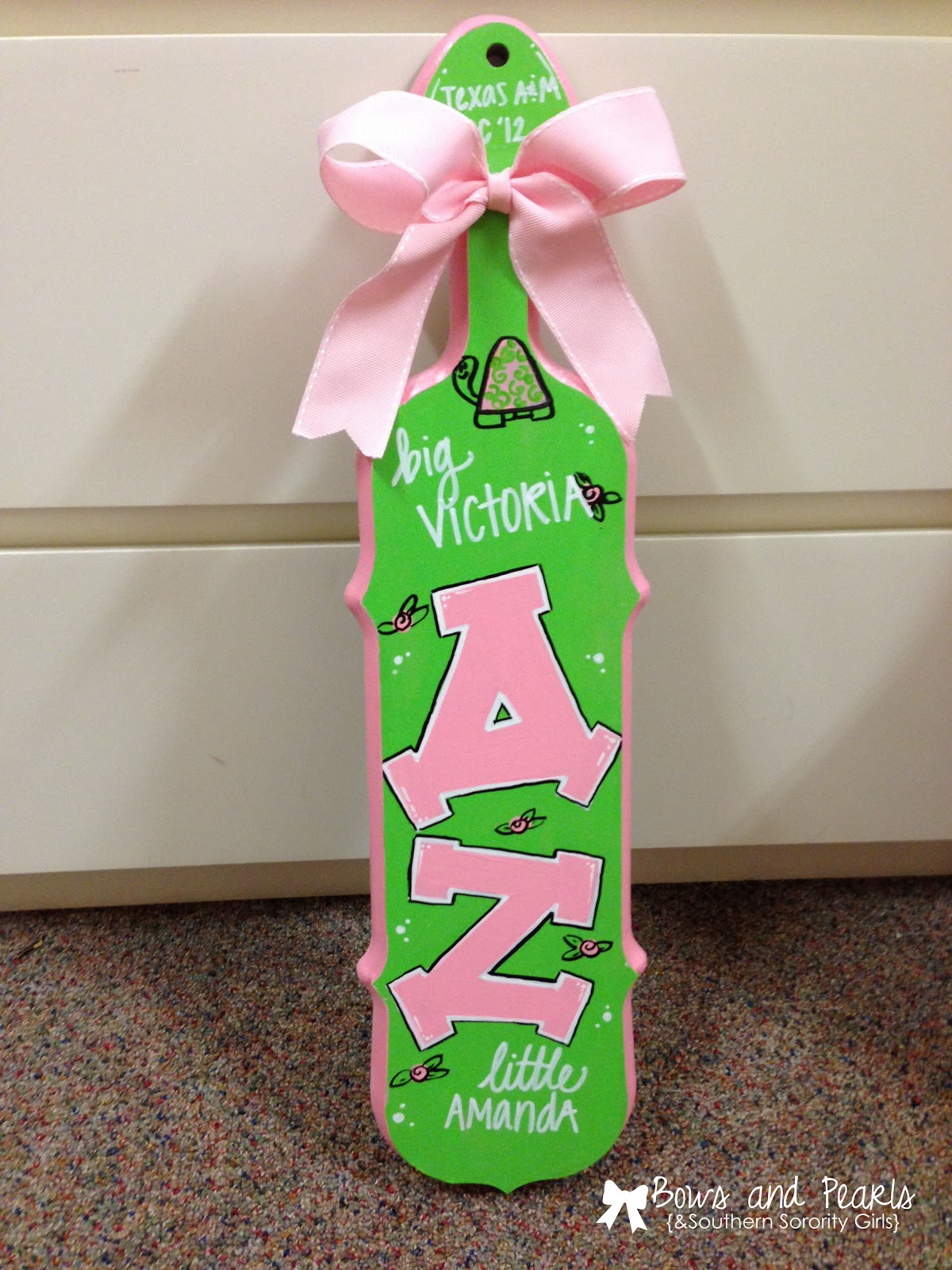 Bows, Pearls & Sorority Girls How to Paint the Best Paddle Ever