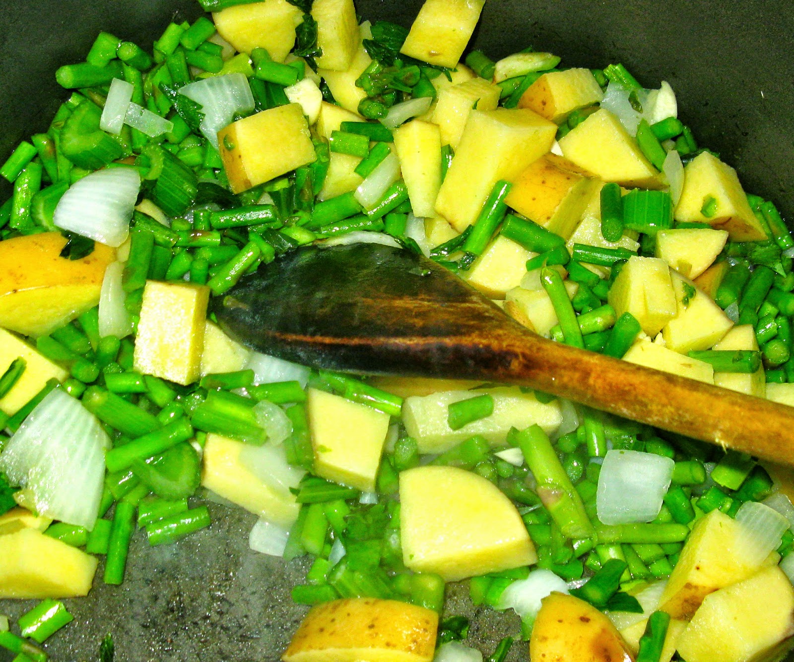 GOOD LIFE Living Well Asparagus and yellow potato soup; Eggplant with