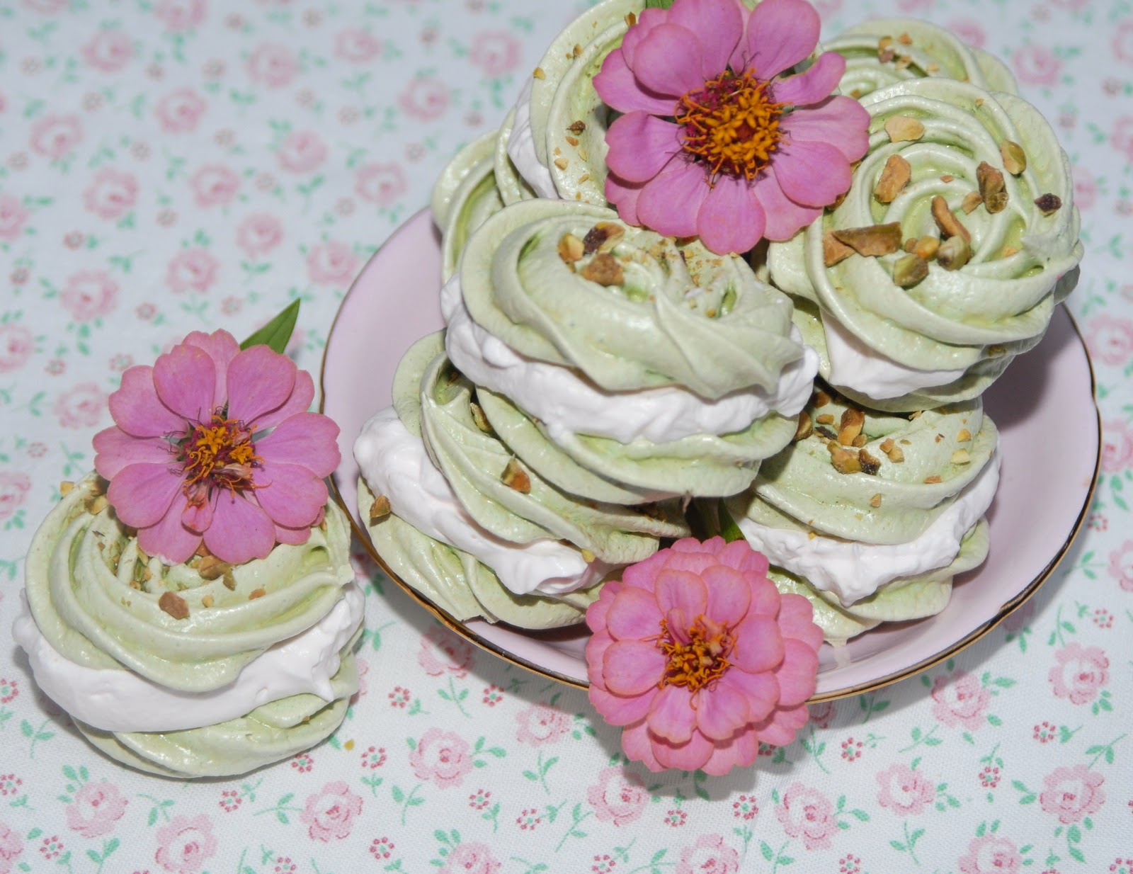 Pink Piccadilly Pastries Two Eggs, Two Recipes Pistachio Meringues