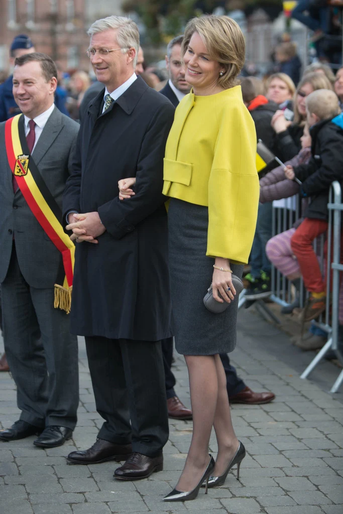 Queen Mathilde of Belgium visits Mathy by Bois in Couvin in Namur,