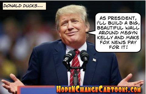 obama, obama jokes, political, humor, cartoon, conservative, hope n' change, hope and change, stilton jarlsberg, trump, fox, fox news, megyn kelly, debate, donald ducks
