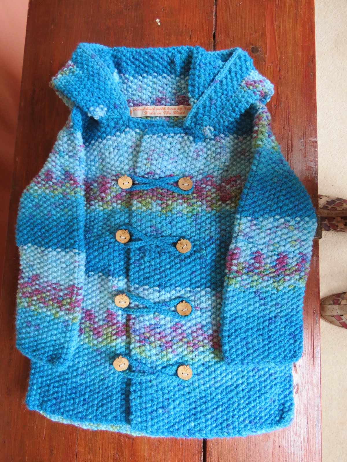 Turquoise Blue Hand -knit Hoodie