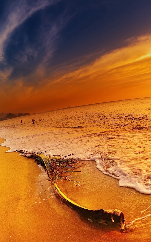 Golden Beach Waves Sunset Android Wallpaper