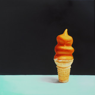 butterscotch dipped cone, realistic oil painting, original art. jeanne vadeboncoeur