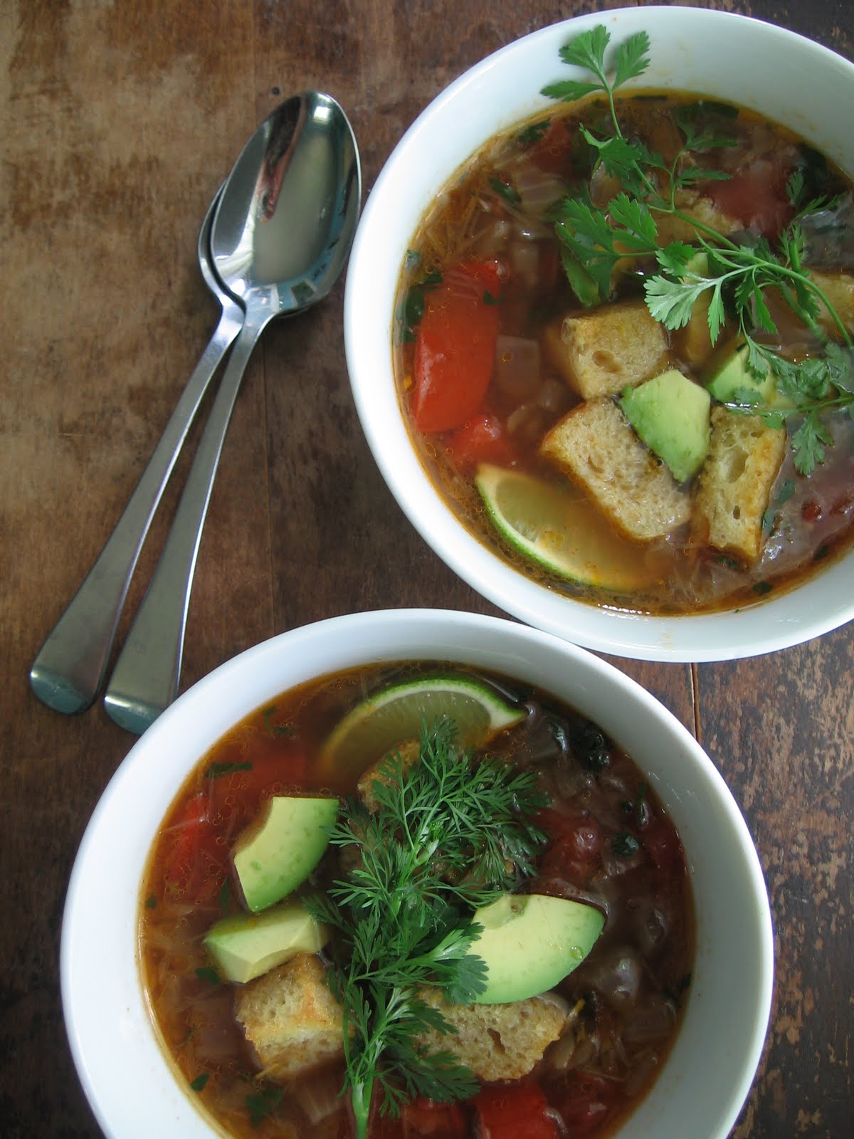 sweetsugarbean: Mexican Tomato Chickpea Soup - Don't Forget the Croutons!