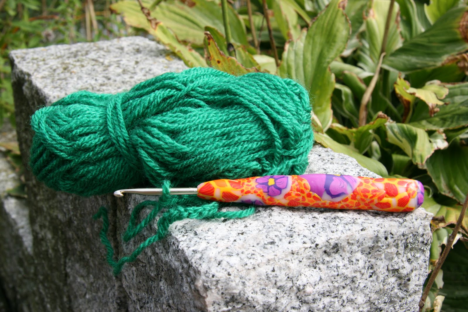 Tien's hands polymer clay crochet hook handle