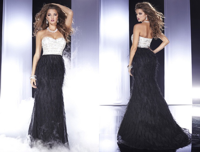 Feather long prom dresses 2012 collections
