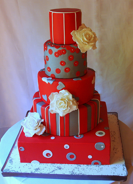 Red and Silver Wedding Cakes