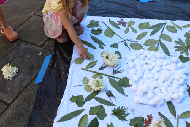 Kid Made Nature Batik Quilt. Use objects from nature as a resist and create a gorgeous quilt using batik dyes.