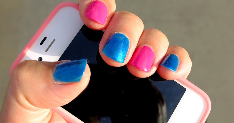 6. Gradient Pink and Blue Nails - wide 1