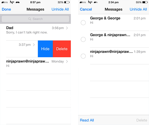 HiddenConvos Tweak Lets You Hide Conversations in the Messages App