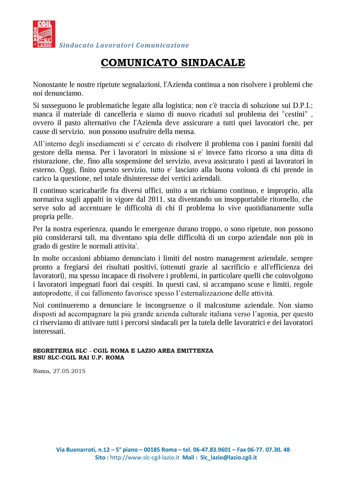 Enpals Roma Ufficio Pensioni comunicato slc cgil segreteria regionale roma e Enpals Roma Ufficio Pensioni comunicato slc cgil segreteria regionale roma e