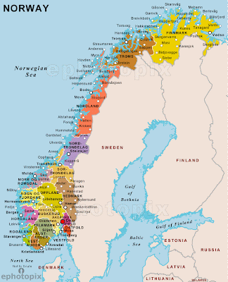 Kart over Norge Politisk