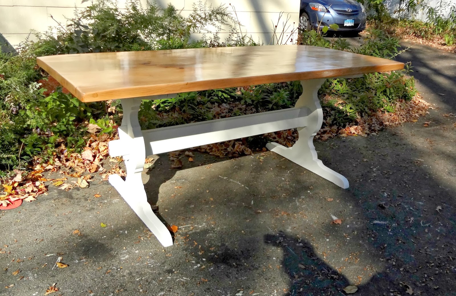 Heir and Space A Vintage Pine Trestle Table