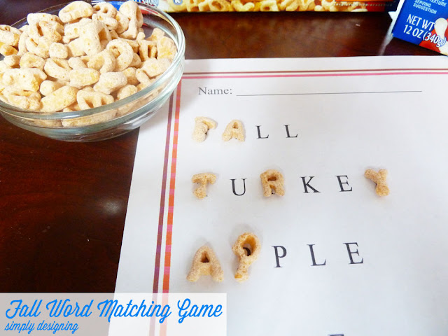 Fall Word Matching Game | a great kids activity, perfect for the fall and for Thanksgiving day | free printable | #kidsactivity #freeprintable #alphabits #sponsored