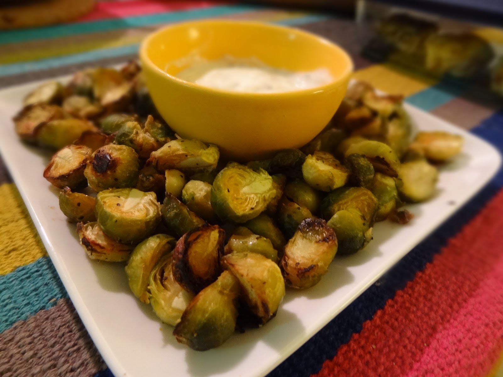 Baked by N Brussel Sprouts with Dill Weed Dip