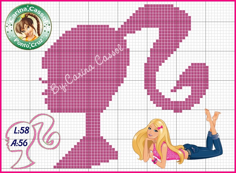 Barbie Em Ponto Cruz Jana Artes Manuais: Gráficos Ponto cruz-Barbie
