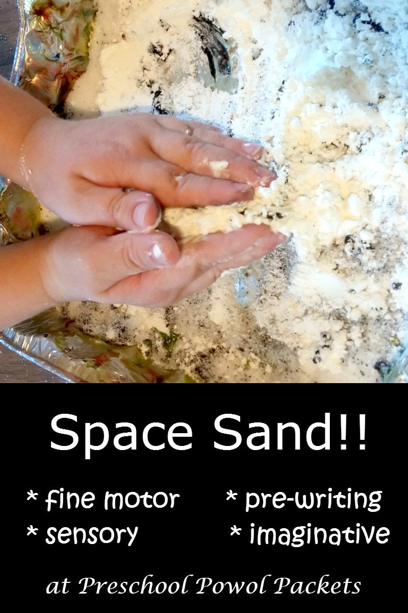 Space Sand for Fine Motor Skills & Letter Learning! Preschool Powol Packets