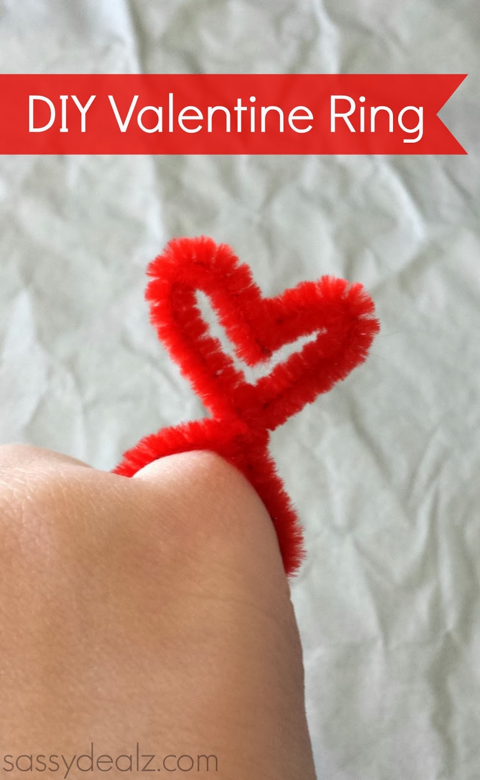 heart pipe cleaner ring valentines