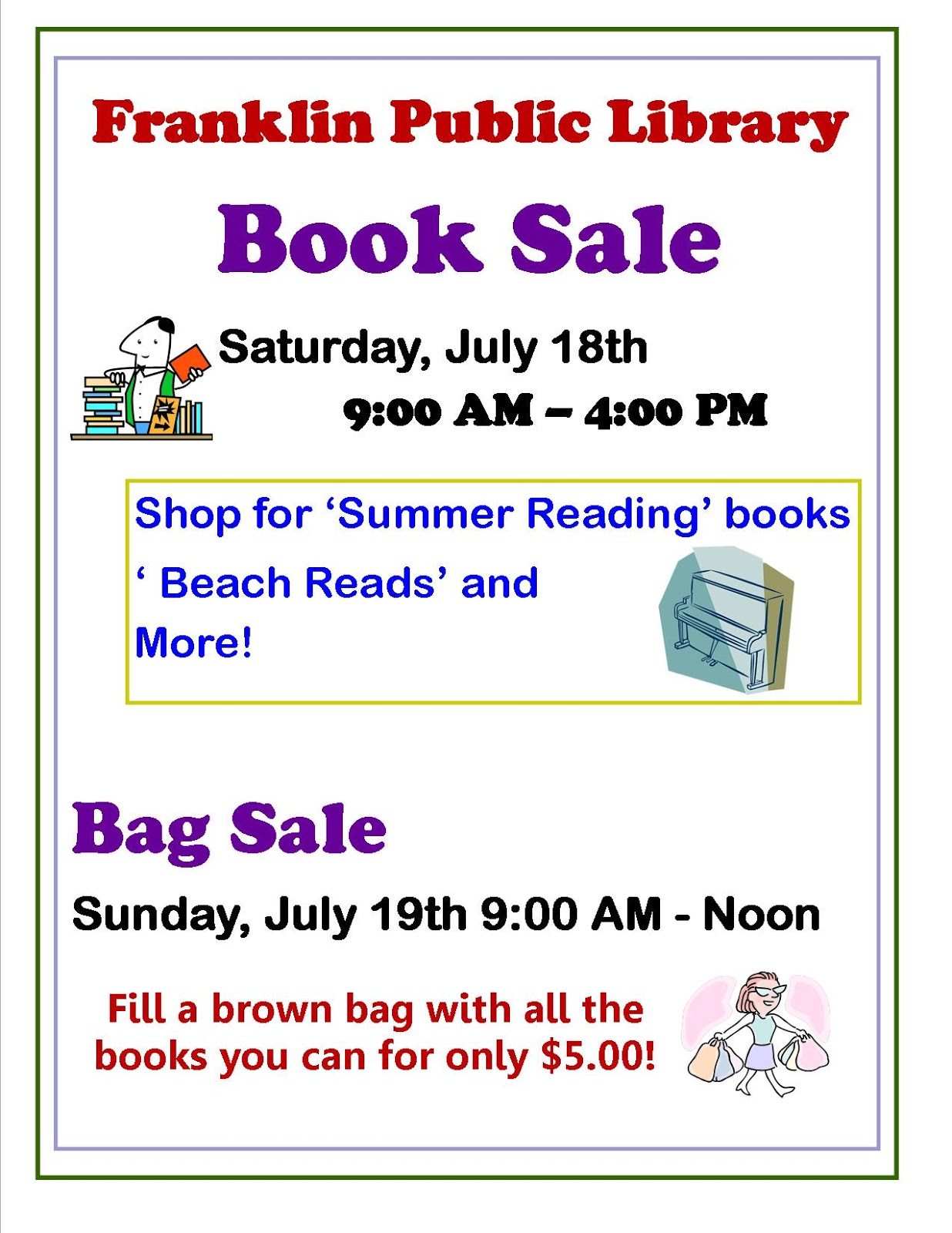 Franklin Matters Franklin Library Book Sale Sat Sun July 1819