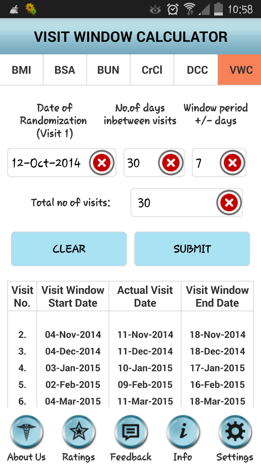 CliniCAL Visit Window Calculator...Update..!!!
