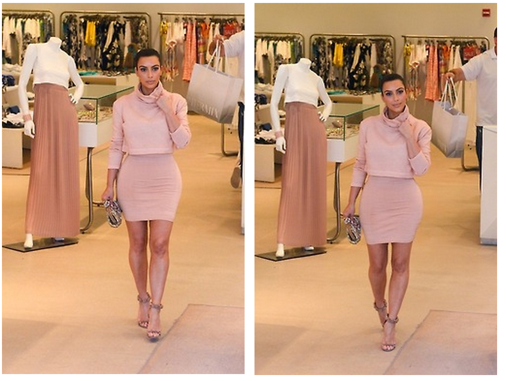 kim kardashian white two piece outfit
