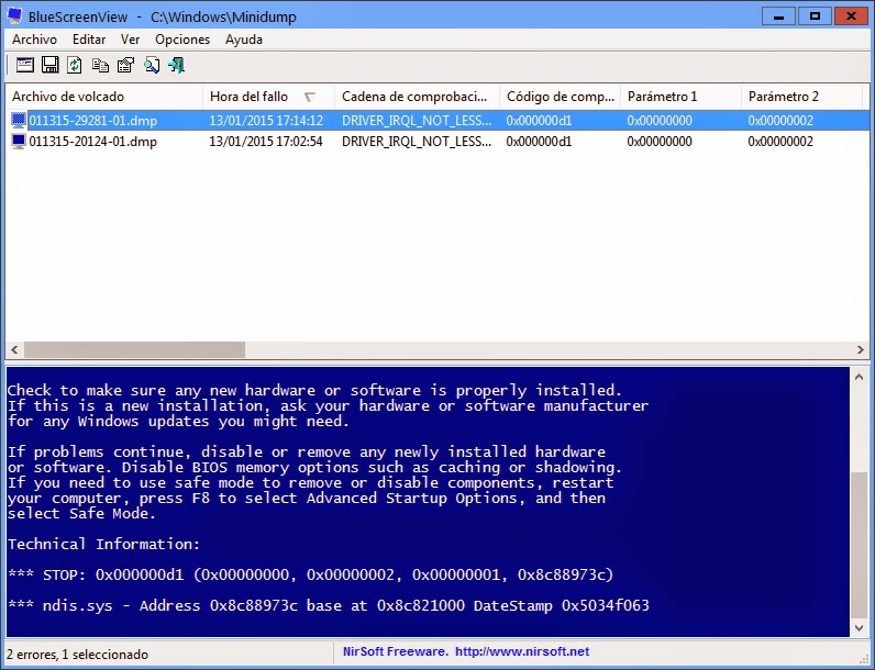 BlueScreen View 1.55 [Español][Portable][Localiza el porqué de cada
