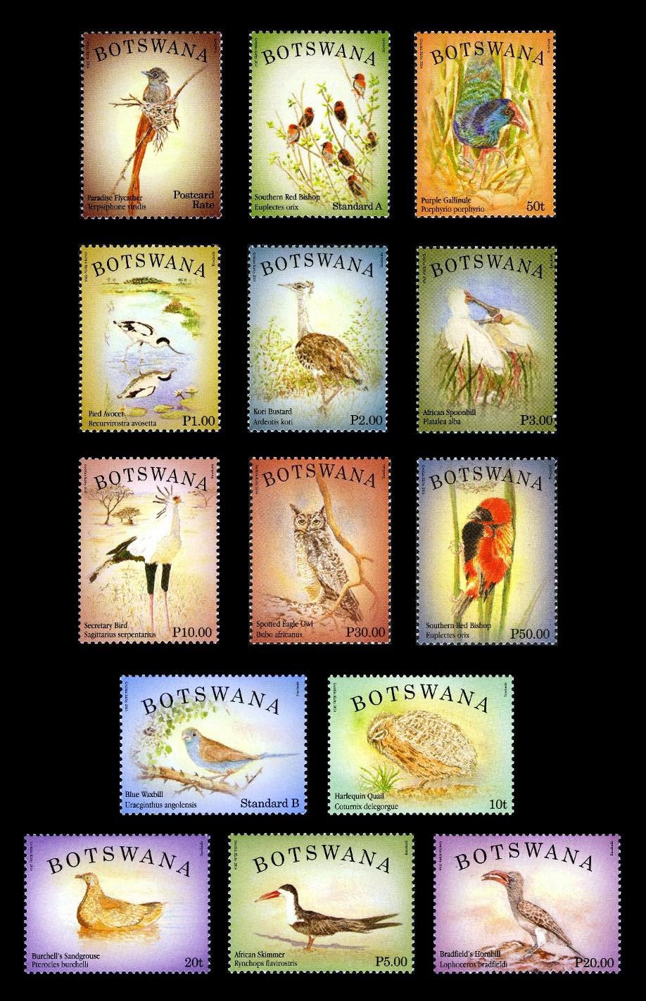 GULFMANN STAMPS WORLD BOTSWANA Spectacular Birds of Botswana