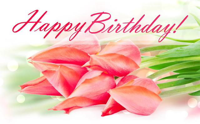 Birthday Postcards: Happy Birthday Pink Tulip Flower