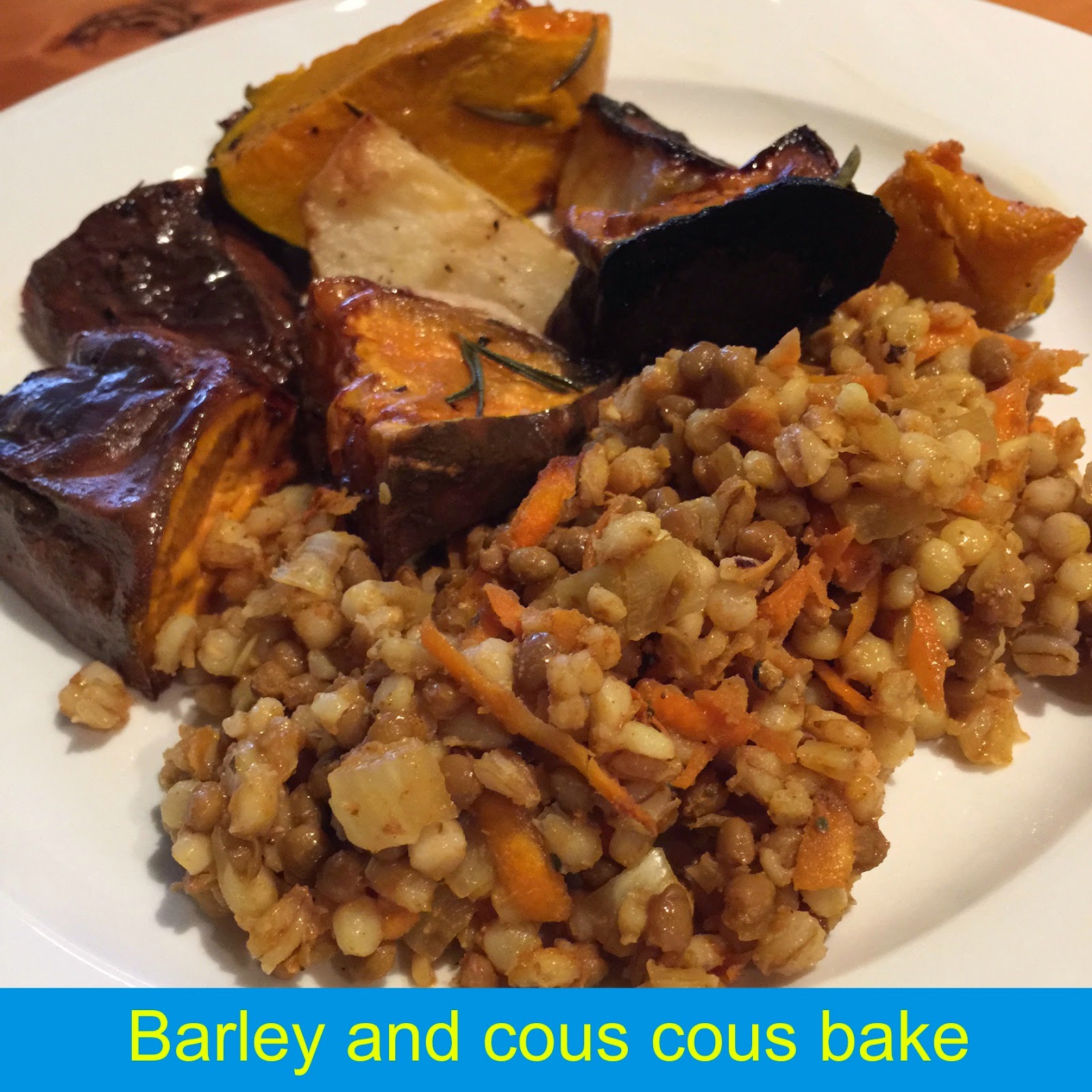 Recipe Barley and cous cous bake