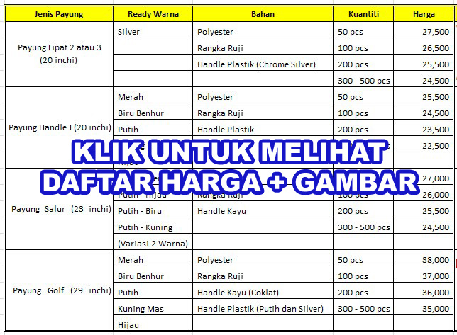 Daftar Harga Payung