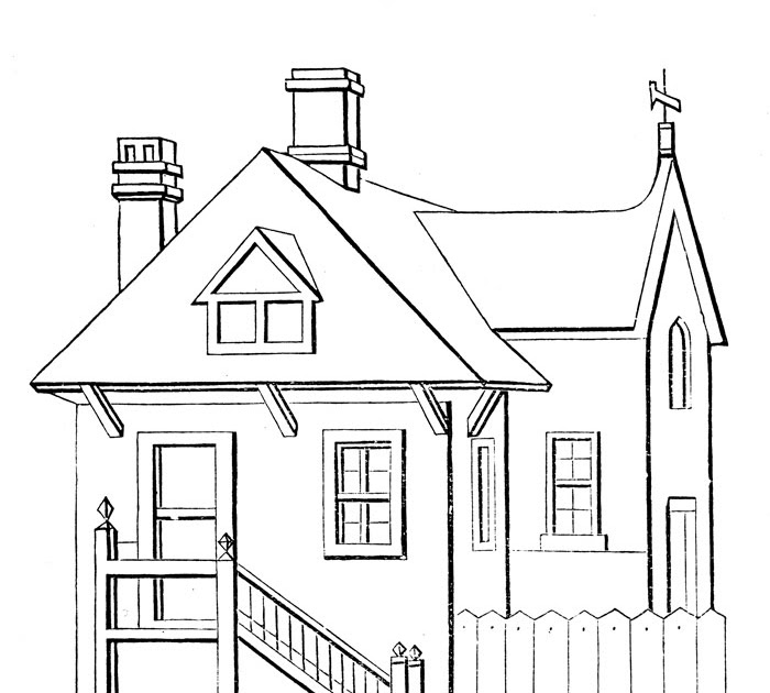 simple house coloring pages | story words pics