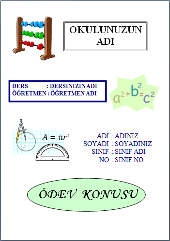 sevimli matematik performans proje odev kapaklari